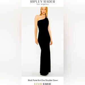 Ripley Rader BLACK ONE SHOULDER PONTE GOWN | size 2 |
